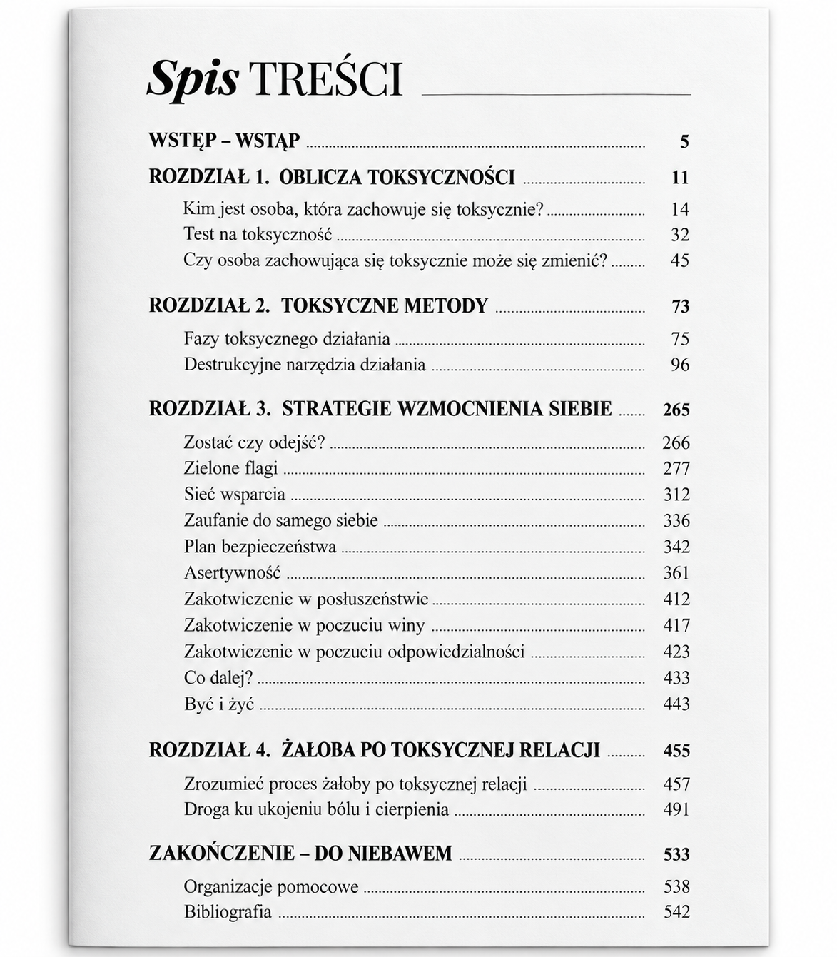 Spis treści książki Oblicza toksyczności. Kliknij, żeby powiększyć.